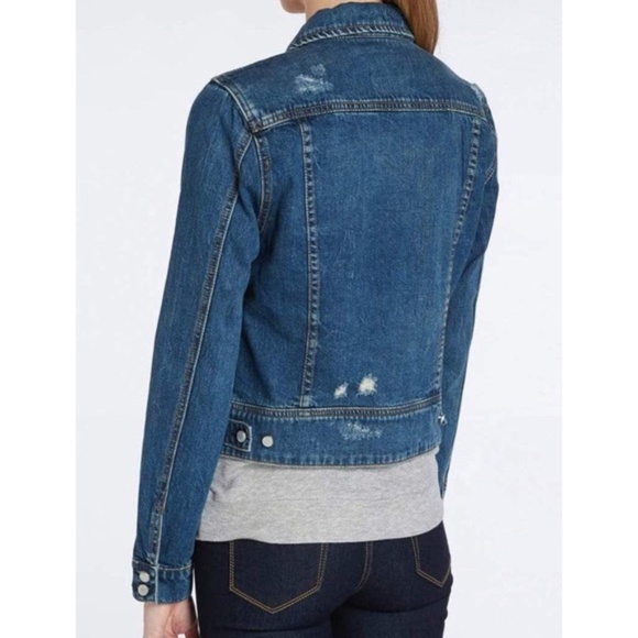 Blank NYC Distressed Jean Jacket Size Medium Blue Denim‎ Button Up Long Sleeve - Picture 2 of 16